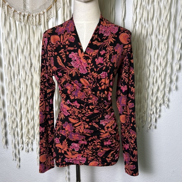 Peruvian Connection Long Sleeve Cyprus Long Sleeve Floral Top Size XS - Picture 1 of 10